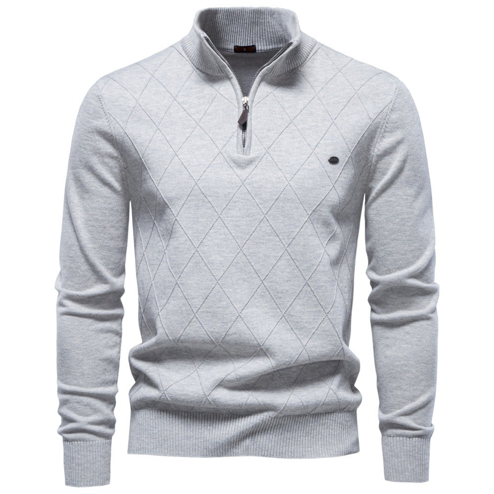 Men's knitted sweater with turtleneck and diamond pattern Mune Fashion