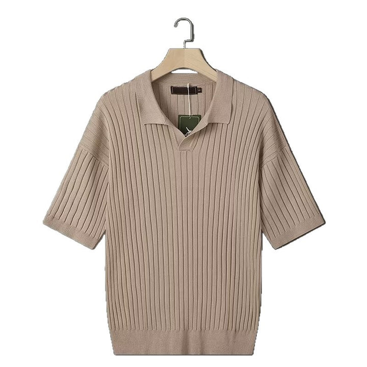 Men's Elegant Polo Shirt with Ribbed Structure Mune Fashion