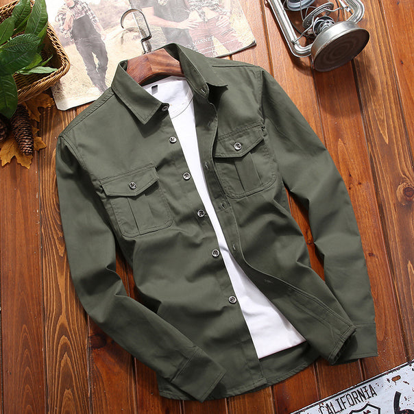 Men's utility overshirt with chest flap pockets and shirt collar Mune Fashion