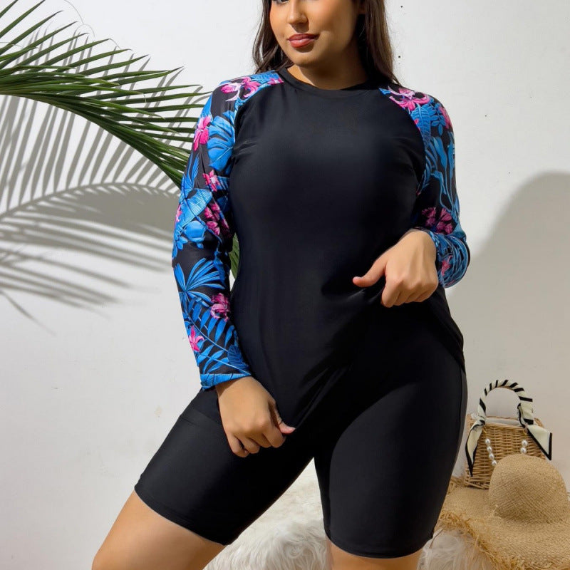 Women UV Protection Swimming Suit with Long Sleeves and Shorts Mune Fashion