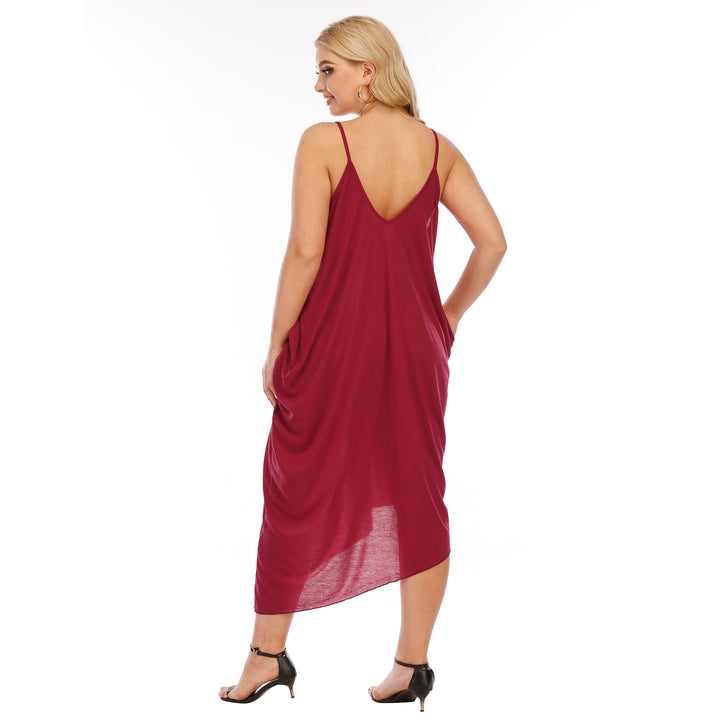 Women's casual maxi dress with deep V-neck and side pockets Mune Fashion
