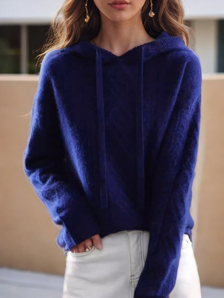 Women's cozy hoodie made of cashmere blend with cable pattern and oversized fit Mune Fashion