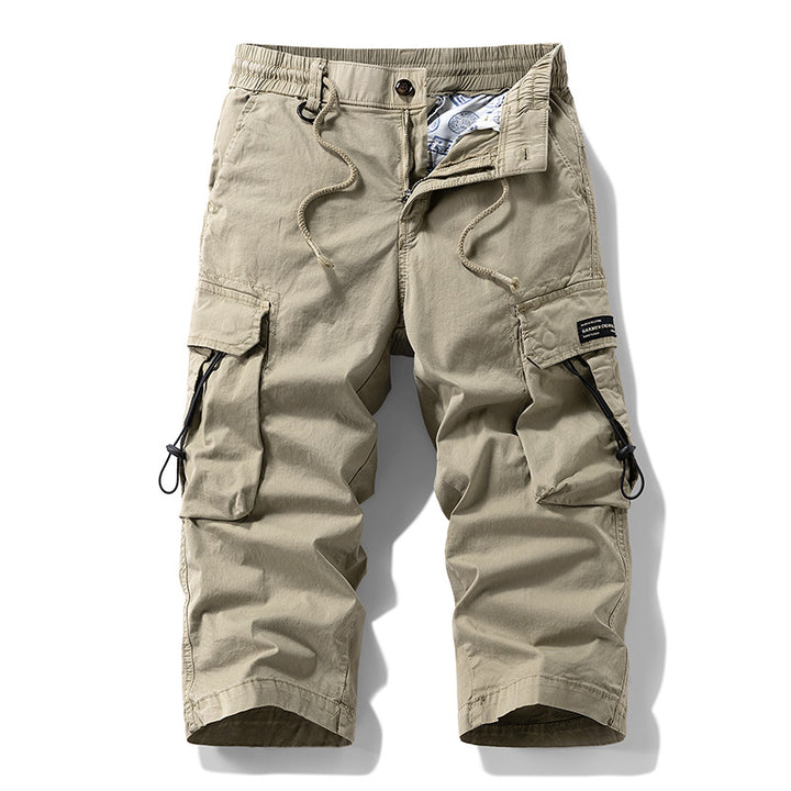 Herren knielange Cargo-Hose mit elastischem Komfortbund, Tunnelzug und Multifachtaschen Mune Fashion