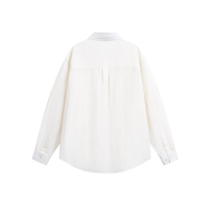 Unisex Oversize shirt jacket made of lightweight linen blend with Kent collar and patch chest pocket Mune Fashion