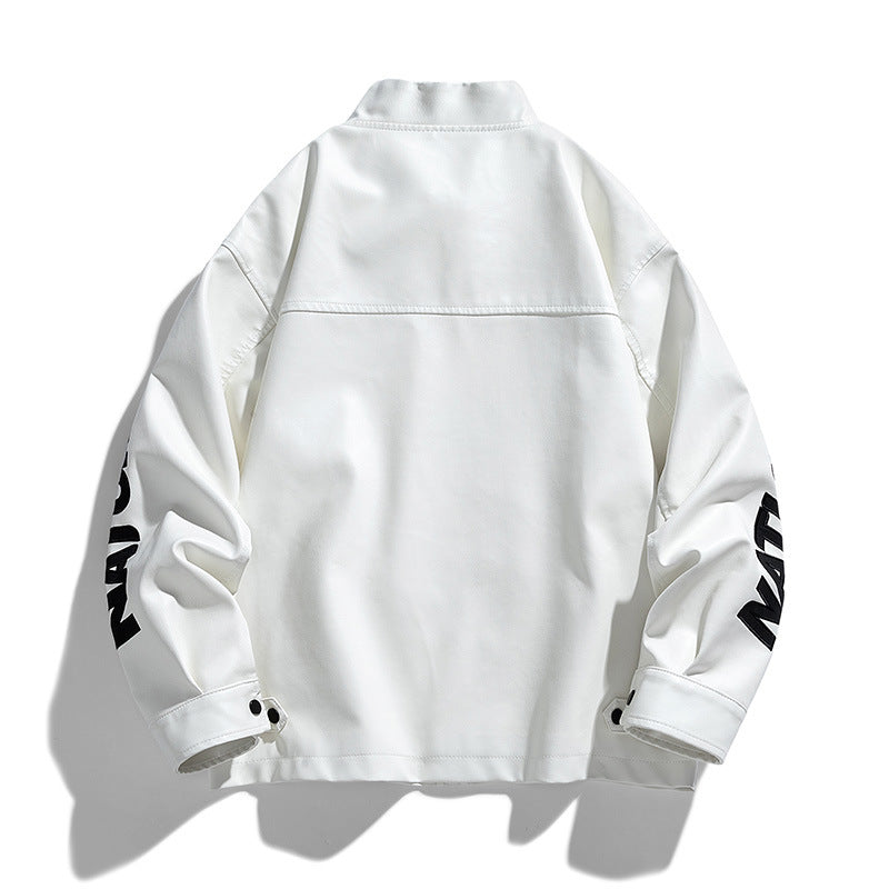 Men's Faux Leather Jacket in Motorsport Design Mune Fashion