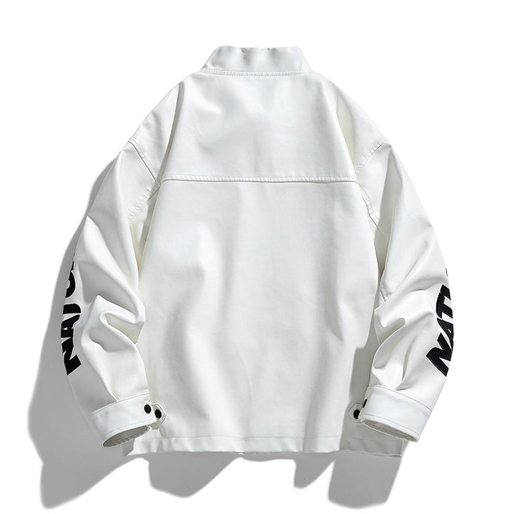 Men's Faux Leather Jacket in Motorsport Design Mune Fashion