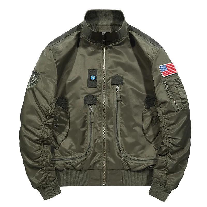 Men's Flight Bomber Jacket with Utility Pockets, Arm Pocket and Ribbed Hem Mune Fashion