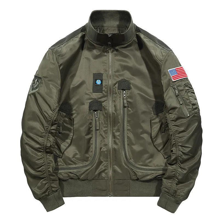 Men's Flight Bomber Jacket with Utility Pockets, Arm Pocket and Ribbed Hem Mune Fashion