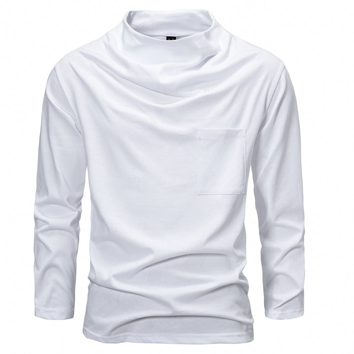Men's Long Sleeve Shirt with Waterfall Collar and Chest Pocket Mune Fashion