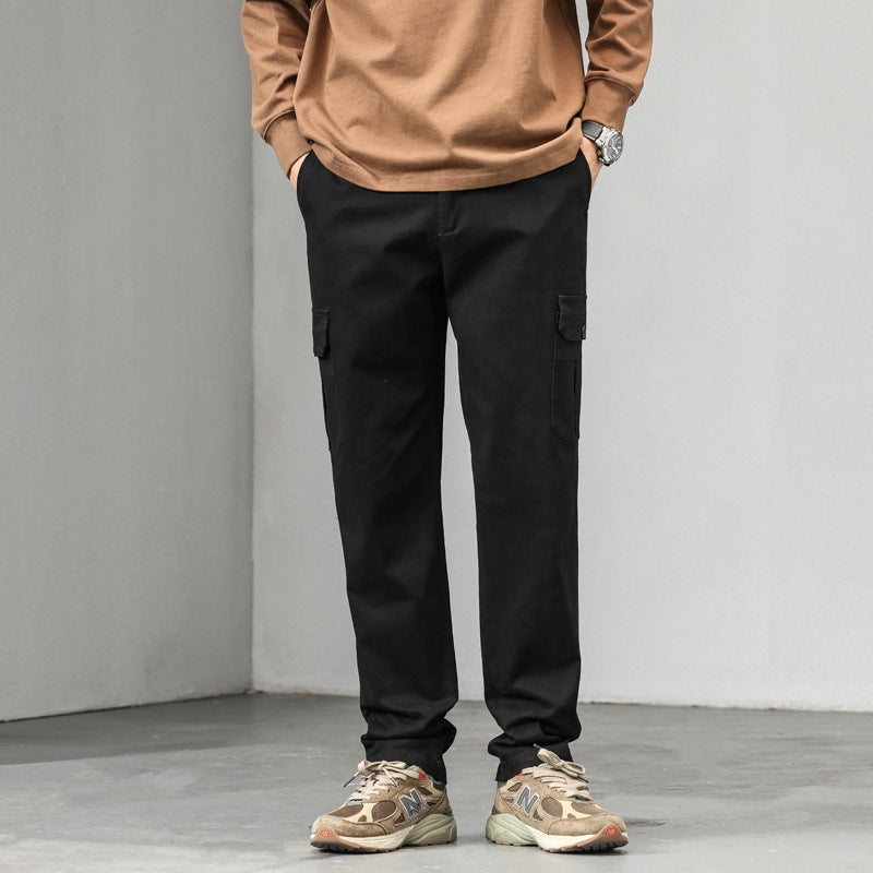 Men's straight-cut cargo pants with utility flap pockets and slightly tapered leg Mune Fashion