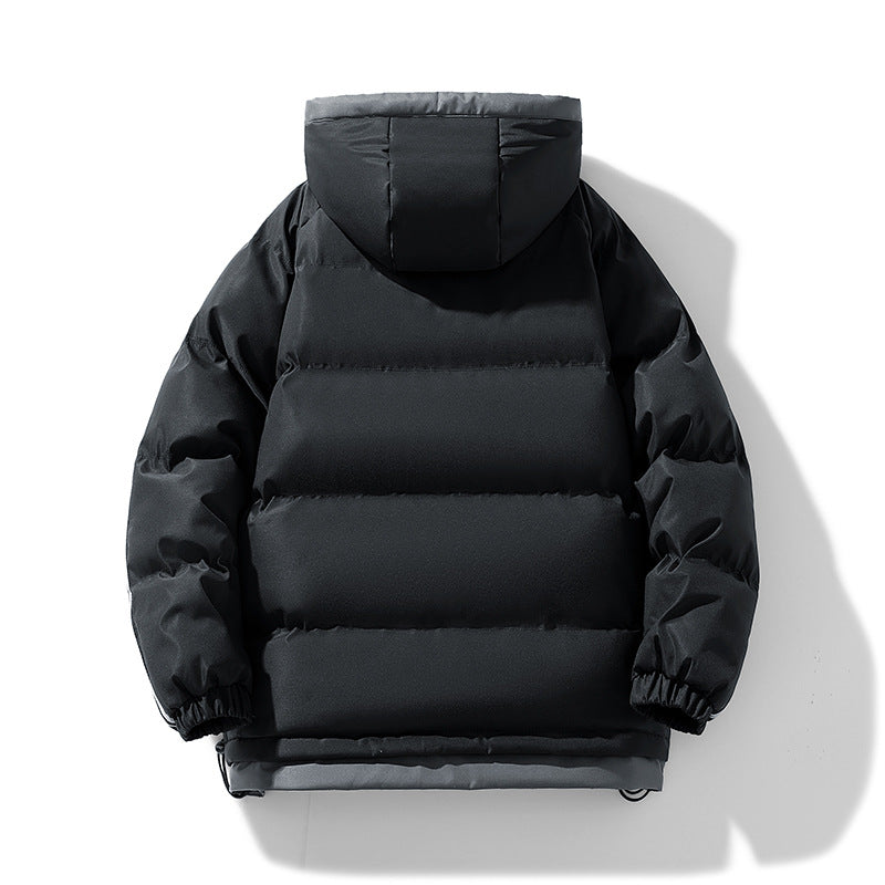 Men's sporty quilted hooded jacket with two-way zip, drawstring, and reflective shoulder stripes Mune Fashion