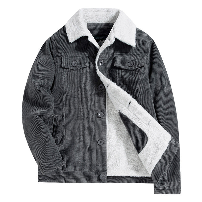 Men's fine cord trucker jacket with cozy Sherpa lining and chest pockets Mune Fashion