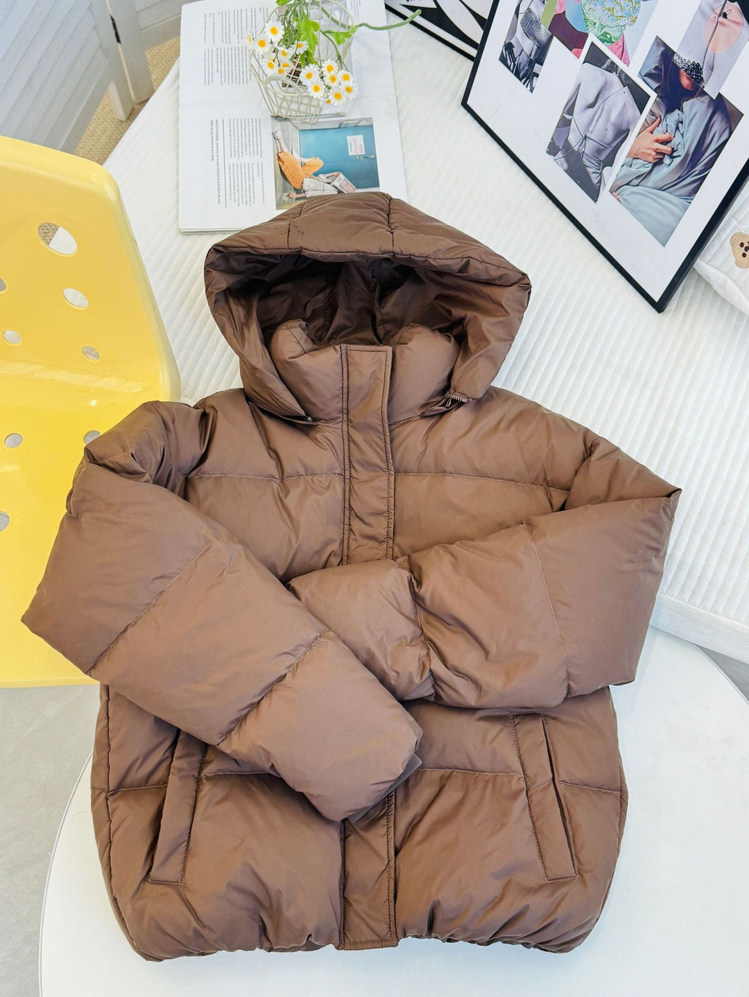Women's Padded Hooded Quilted Jacket with High Collar and Oversized Silhouette Mune Fashion