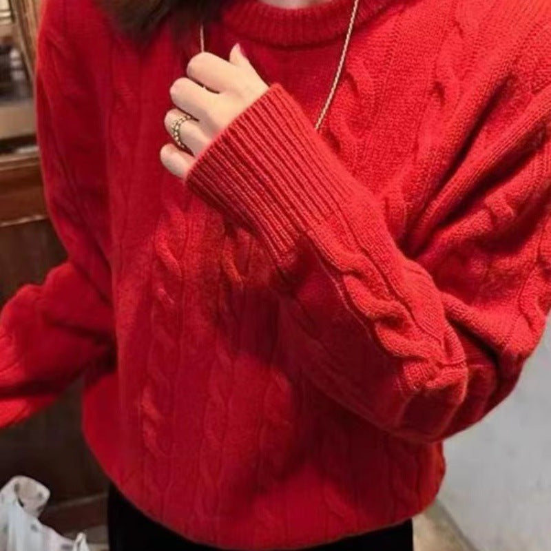 Women's Kastiger Cable Knit Sweater with Round Neck, Extra Soft Wool Blend and Ribbed Cuffs Mune Fashion