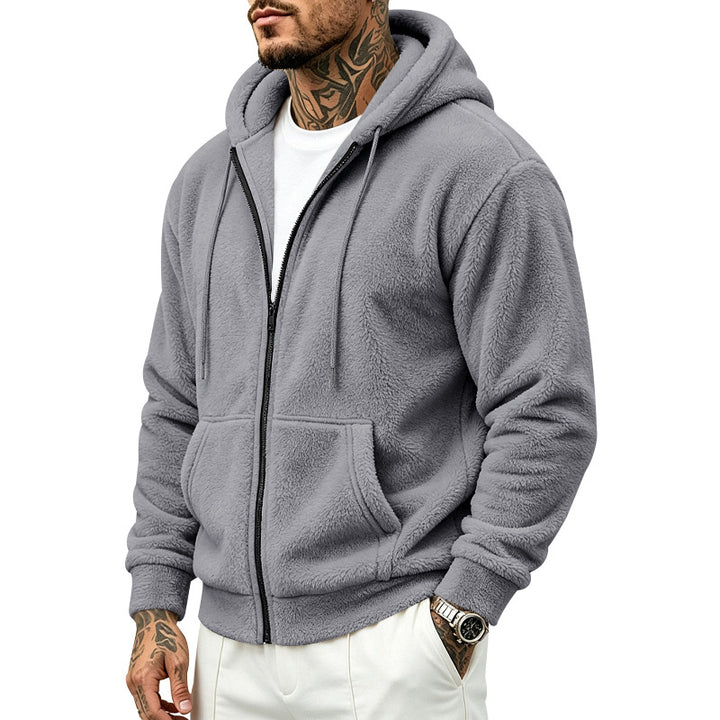 Men's fleece hoodie jacket with teddy lining, full zip and kangaroo pockets Mune Fashion