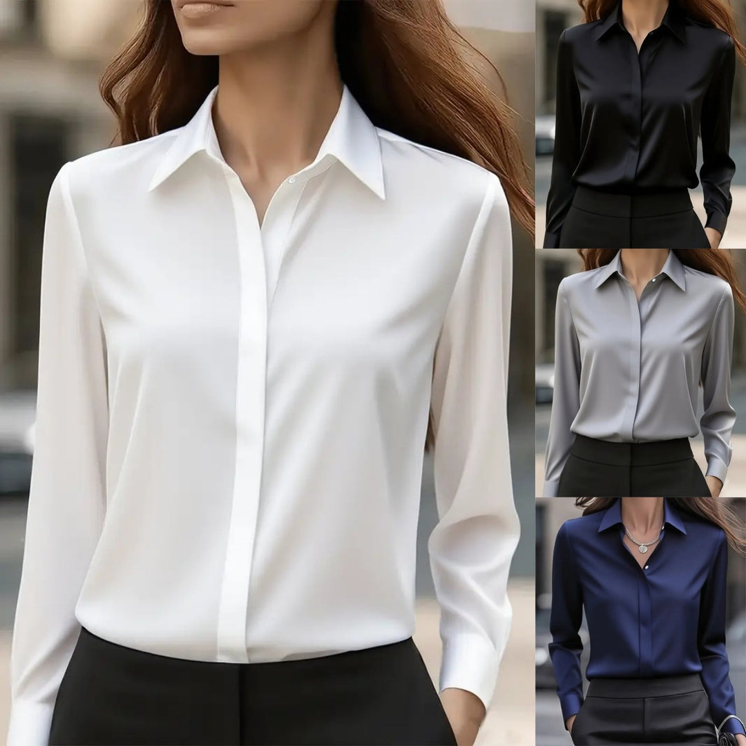 Women Elegant Satin Blouse Mune Fashion