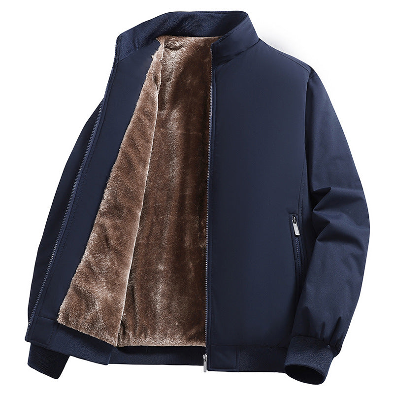 Men's Padded Bomber Jacket with Faux Fur Lining, Stand-Up Collar and Zipper Mune Fashion