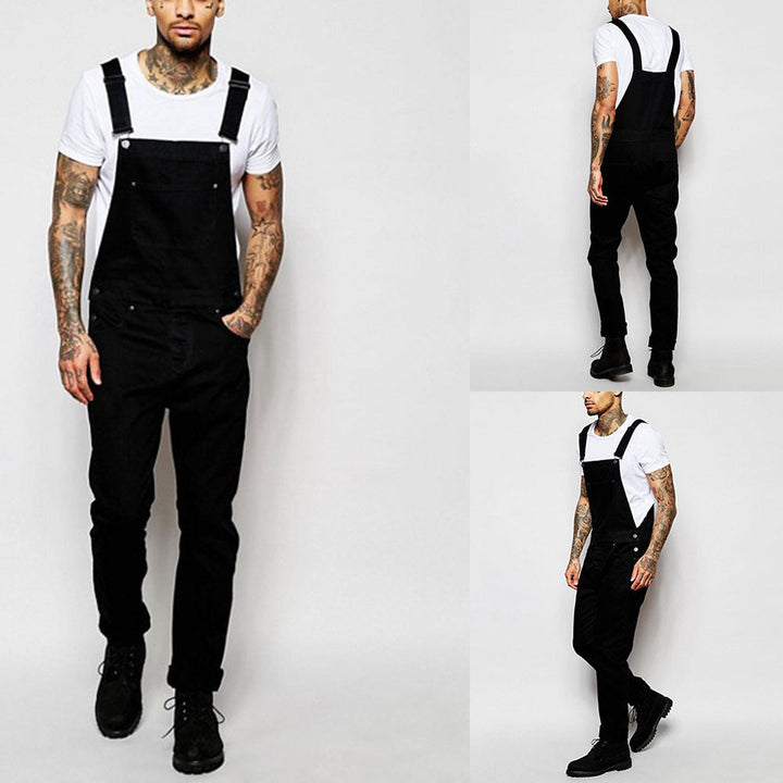 Men's Casual Denim Overalls with Adjustable Straps and Modern Fit Mune