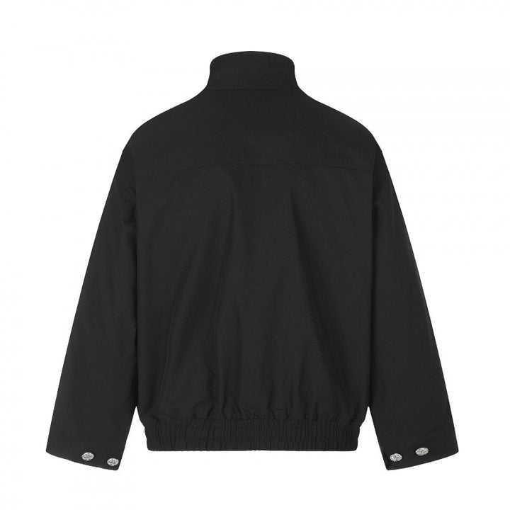 Unisex short jacket in boxy cut with stand-up collar, patch pockets, and elastic hem Mune Fashion