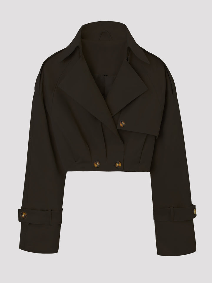 Women's Stylish Cropped Trench Coat Jacket Mune Fashion