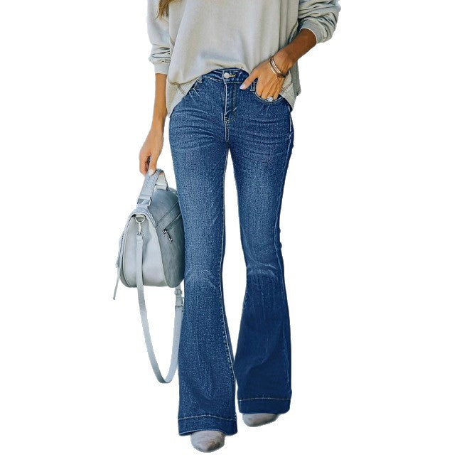 Women's vintage-inspired high-waisted flared jeans with sculpting seam details Mune Fashion