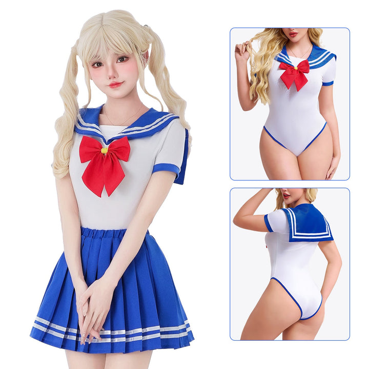 Women Schoolgirl Costume with characteristic collar and flared skirt Mune Fashion