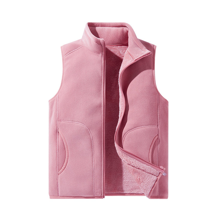 Women's lightweight microfleece vest with full zip, high collar, and soft teddy lining Mune Fashion