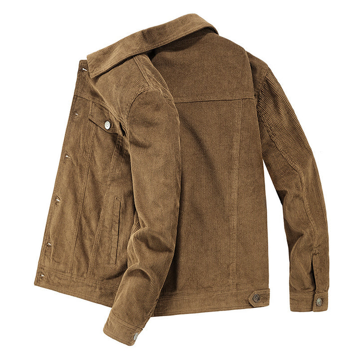 Men's fine cord work jacket in trucker cut with hidden button placket Mune Fashion