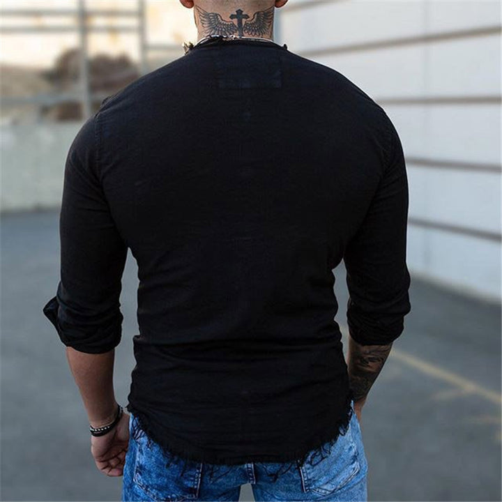 Men's Slim Fit Henley Shirt with Chest Pockets and Half Button Placket Mune Fashion