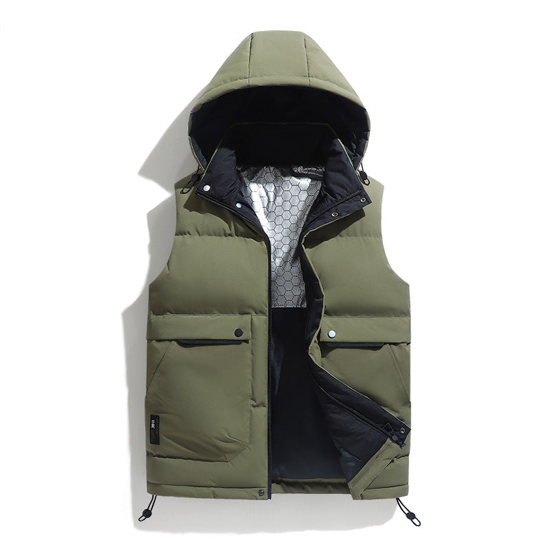 Men's Lightweight Puffer Vest with Removable Hood, Thermal Insulation & Utility Pockets Mune Fashion