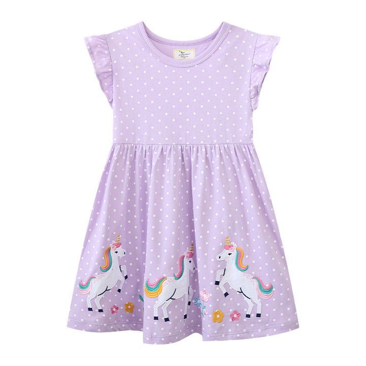 Girls cotton dress with charming unicorn appliqués Mune Fashion