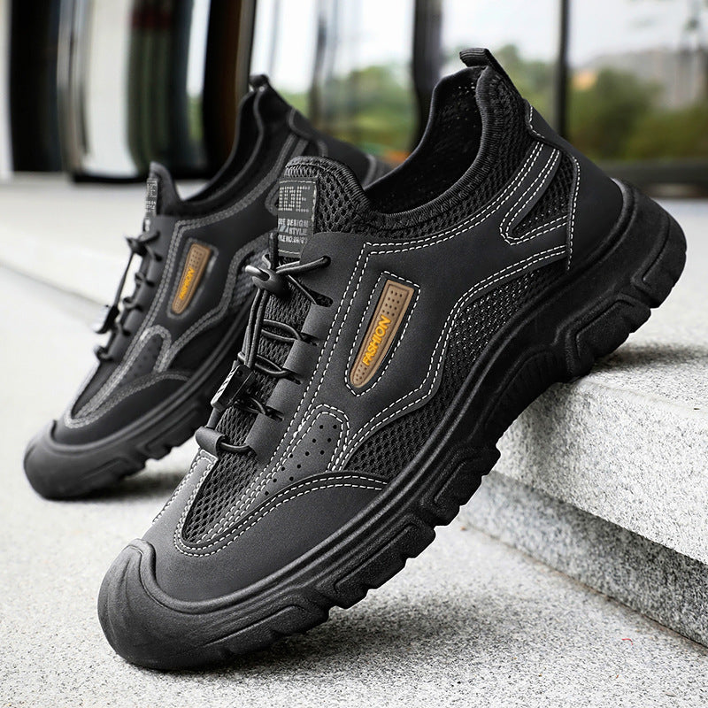 Men's sturdy mesh trekking shoe with reinforced rubber toe cap, quick-lace fastening, and grippy tread sole Mune Fashion