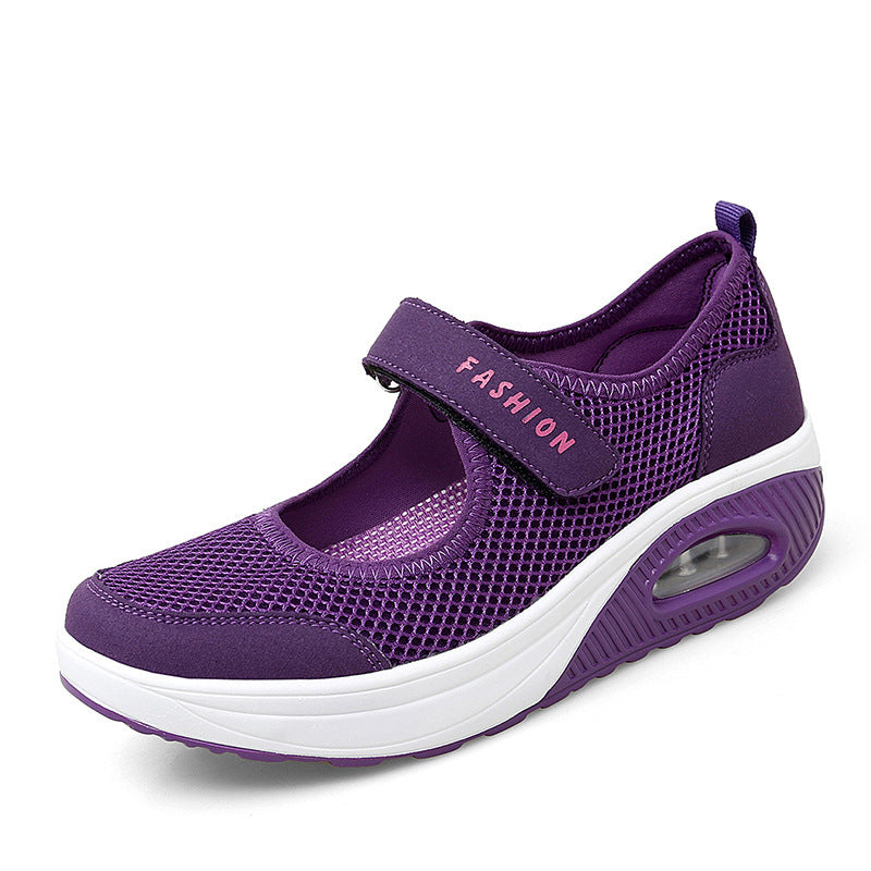 Ladies sporty Mary-Jane wedge sneakers with air cushion and breathable mesh Mune Fashion