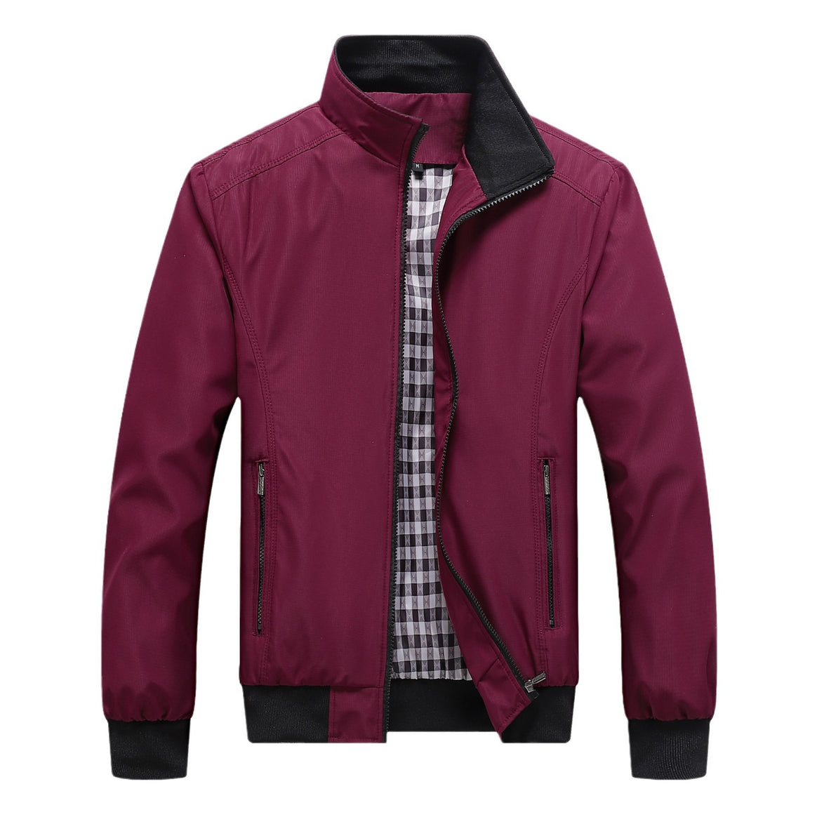 Men's Urban Stand-Up Collar Blouson made of wind-resistant softshell with checkered thermal lining Mune Fashion