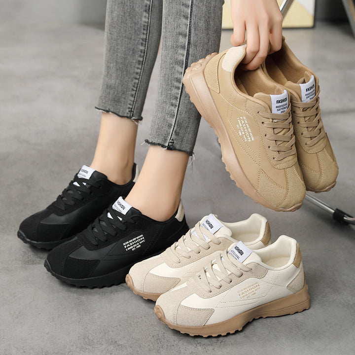 Ladies nan lightweight retro running sneakers made of synthetic leather and velour with padded heel support and non-slip tread sole Mune Fashion
