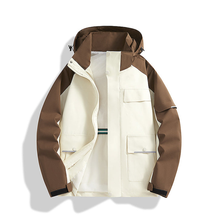 Men's three-layer trekking jacket with welded seams, hood, and multifunction pockets Mune Fashion