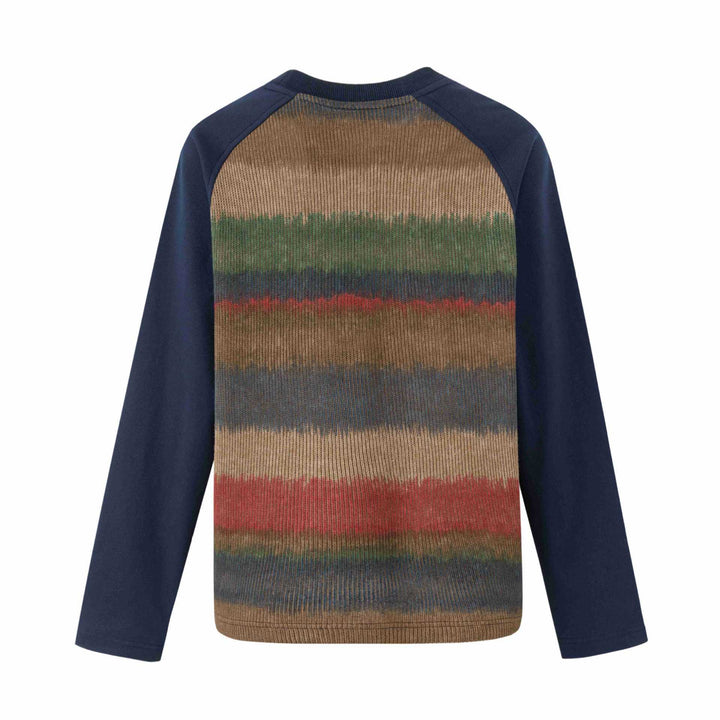 Men's round neck pullover with raglan sleeves and mottled knit front Mune Fashion