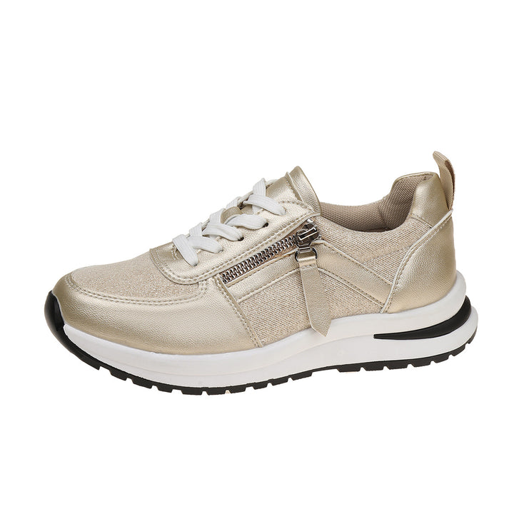 Ladies' fashionable wedge sneakers with side zipper, padded memory footbed, and structured outsole Mune Fashion