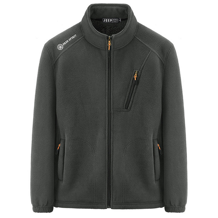Men's thermal fleece jacket with Sherpa lining, stand-up collar and zippered pockets Mune Fashion