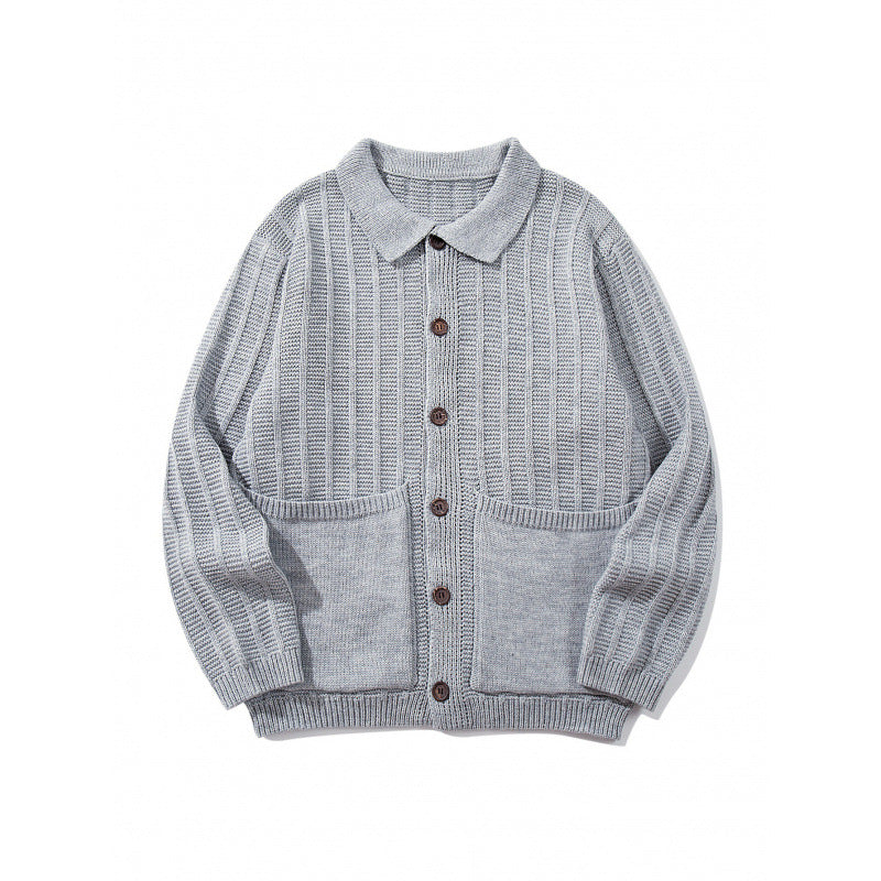 Unisex Chunky Knitted Shirt Jacket with Kent Collar, Button Placket and Patch Pockets Mune Fashion