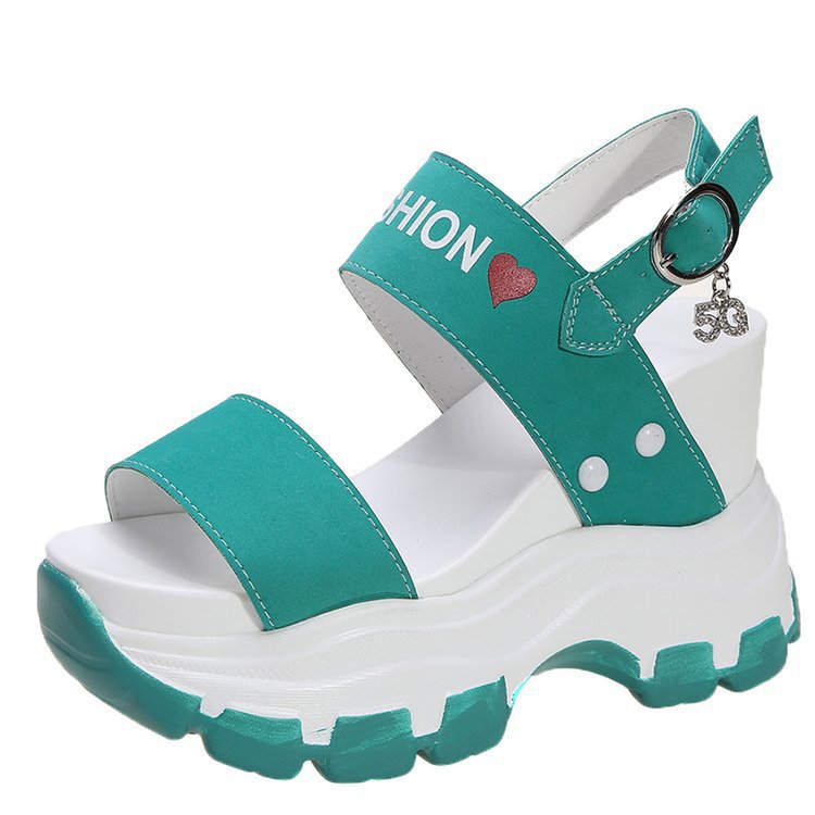 Women’s Platform Sandals with thick profile sole, adjustable ankle strap and decorative pendant Mune Fashion