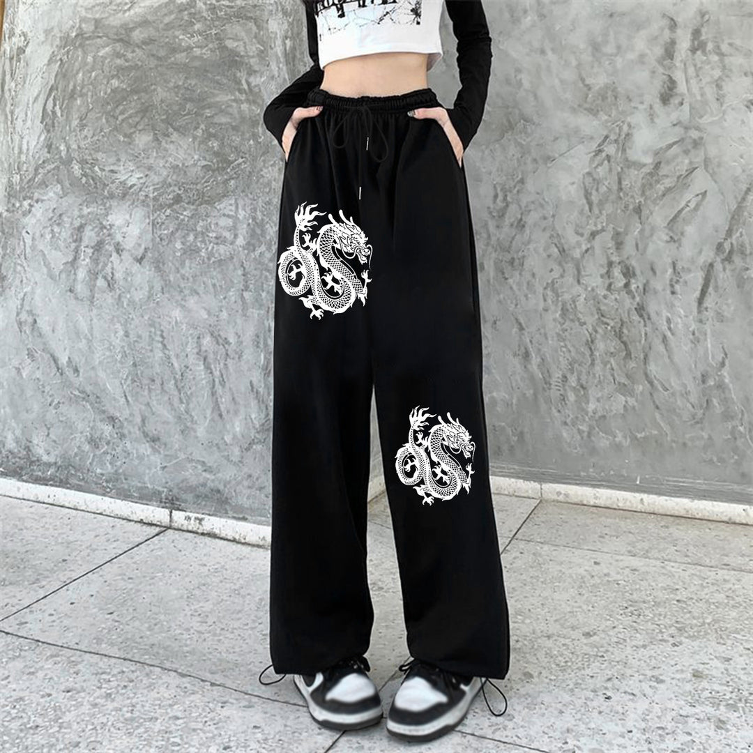 Women's high-waisted jogging pants with side statement print and elastic waistband Mune Fashion