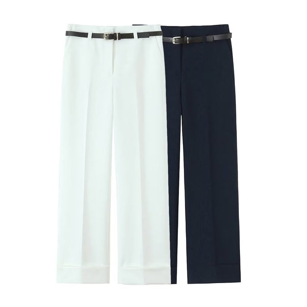 Women 10+ wide High-Waist suit pants with crease and turned-up hem Mune Fashion