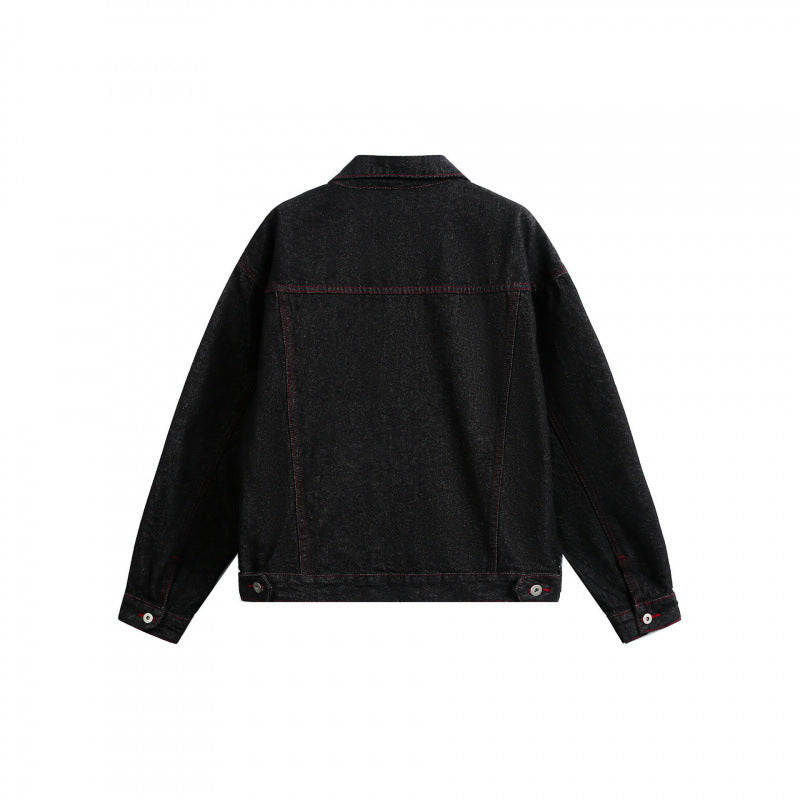 Unisex Boxy Denim Jacket with contrasting decorative stitching and flap pockets Mune Fashion