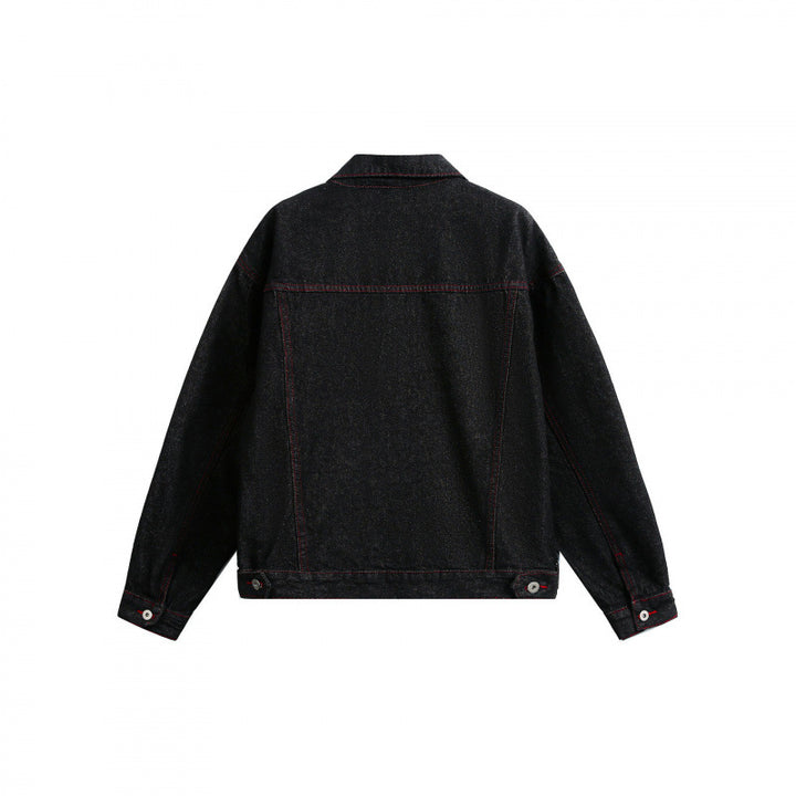Unisex Boxy Denim Jacket with contrasting decorative stitching and flap pockets Mune Fashion