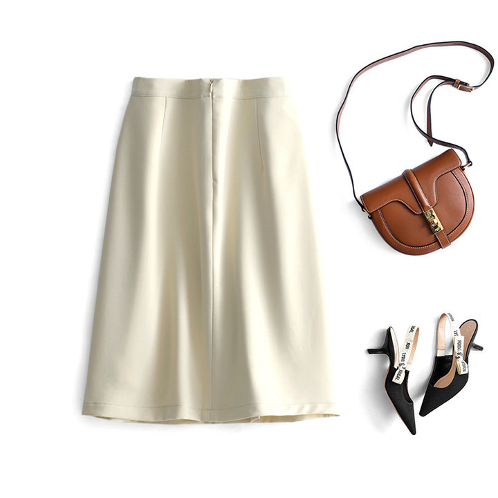 Women Elegant Midi Skirt with Pleats and Waist Belt Mune Fashion