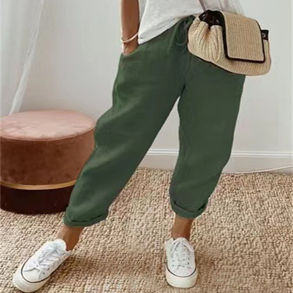 Women's Loose Printed Jogger with Drawstring and Cuffed Hem Mune Fashion