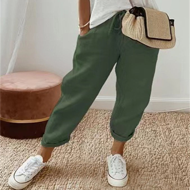 Women's Loose Printed Jogger with Drawstring and Cuffed Hem Mune Fashion