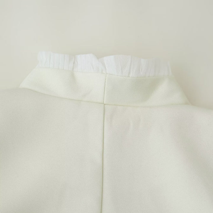 Women's Short Bolero Jacket with Ruffled Hem and Pleated Cuffs Mune Fashion
