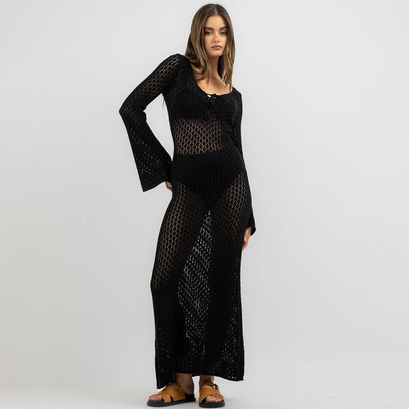 Ladies airy crochet maxi coat Mune Fashion